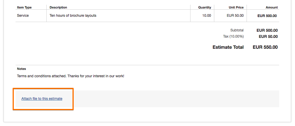 Attach file to this estimate